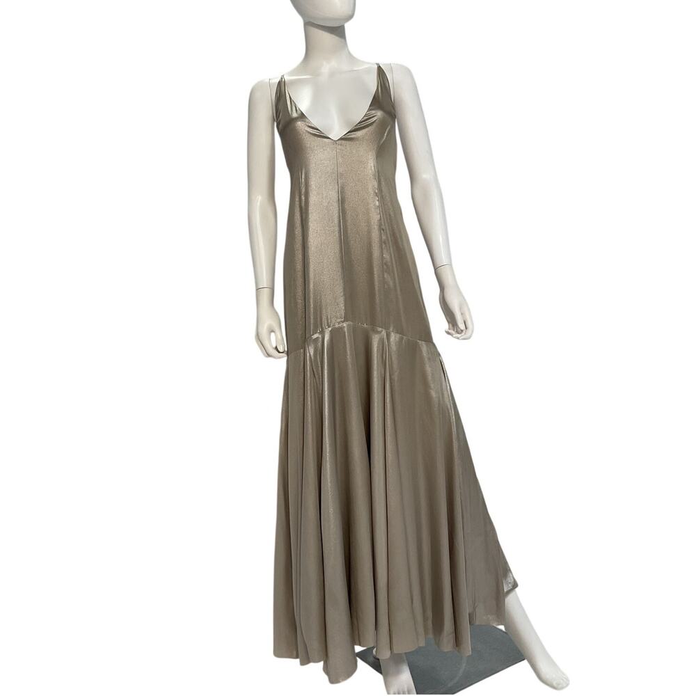 Cos Metallic Flared Silver Slip Dress Size 8